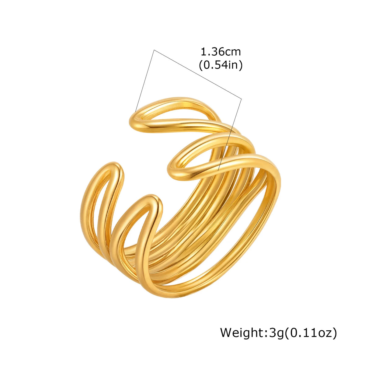 Women's 18K Gold Plated Adjustable Open Ring – Stainless Steel Fashion Ring SPOT RC-935G