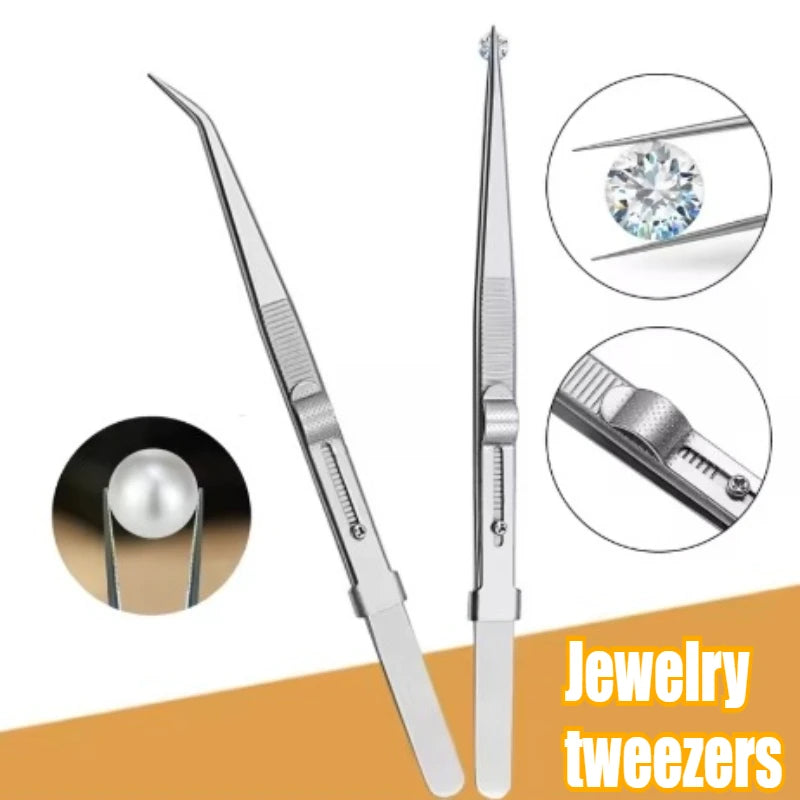 Stainless Steel Locking Tweezers – Jewelry & DIY Precision Tool Jewelry Making Tweezers SPOT