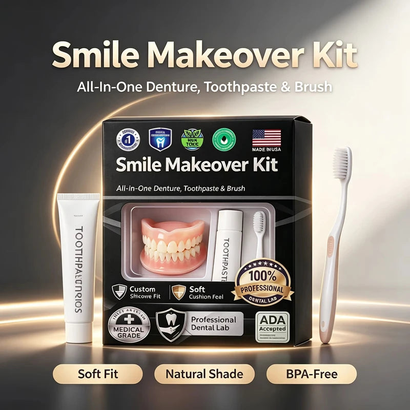 Moldable Silicone Denture Set – Upper & Lower False Teeth Kit Cosmetic Denture Set SPOT