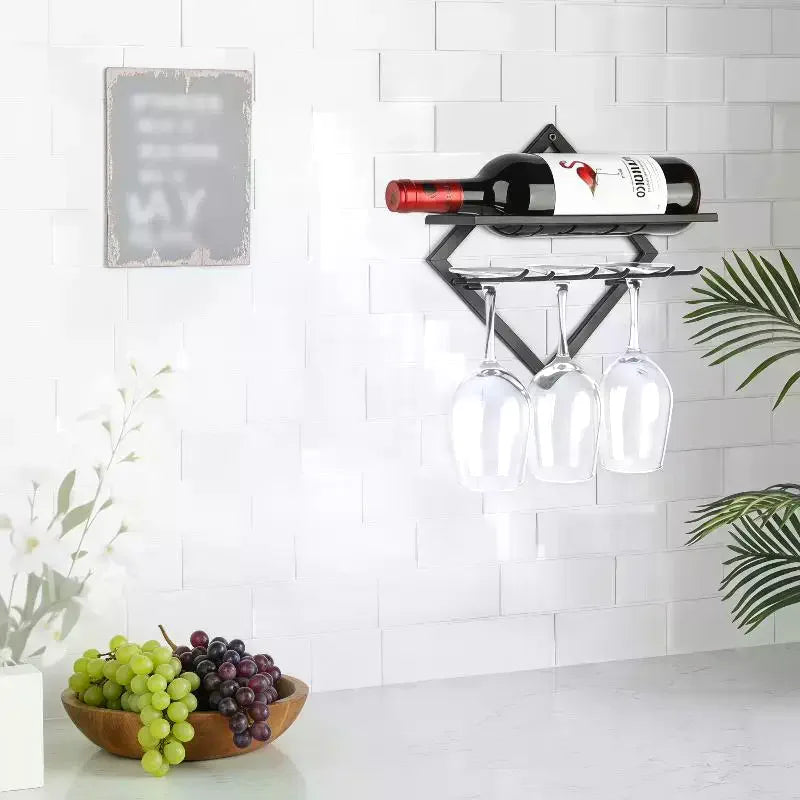 Wall Mount Wine Rack – Bottle & Glass Holder for Home Bar Wall Wine Rack SPOT
