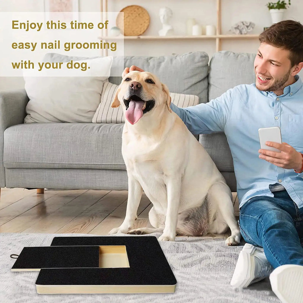Wooden Dog Nail Scratch Board with Pull-Out Treat Box Dog Nail Scratcher SPOT
