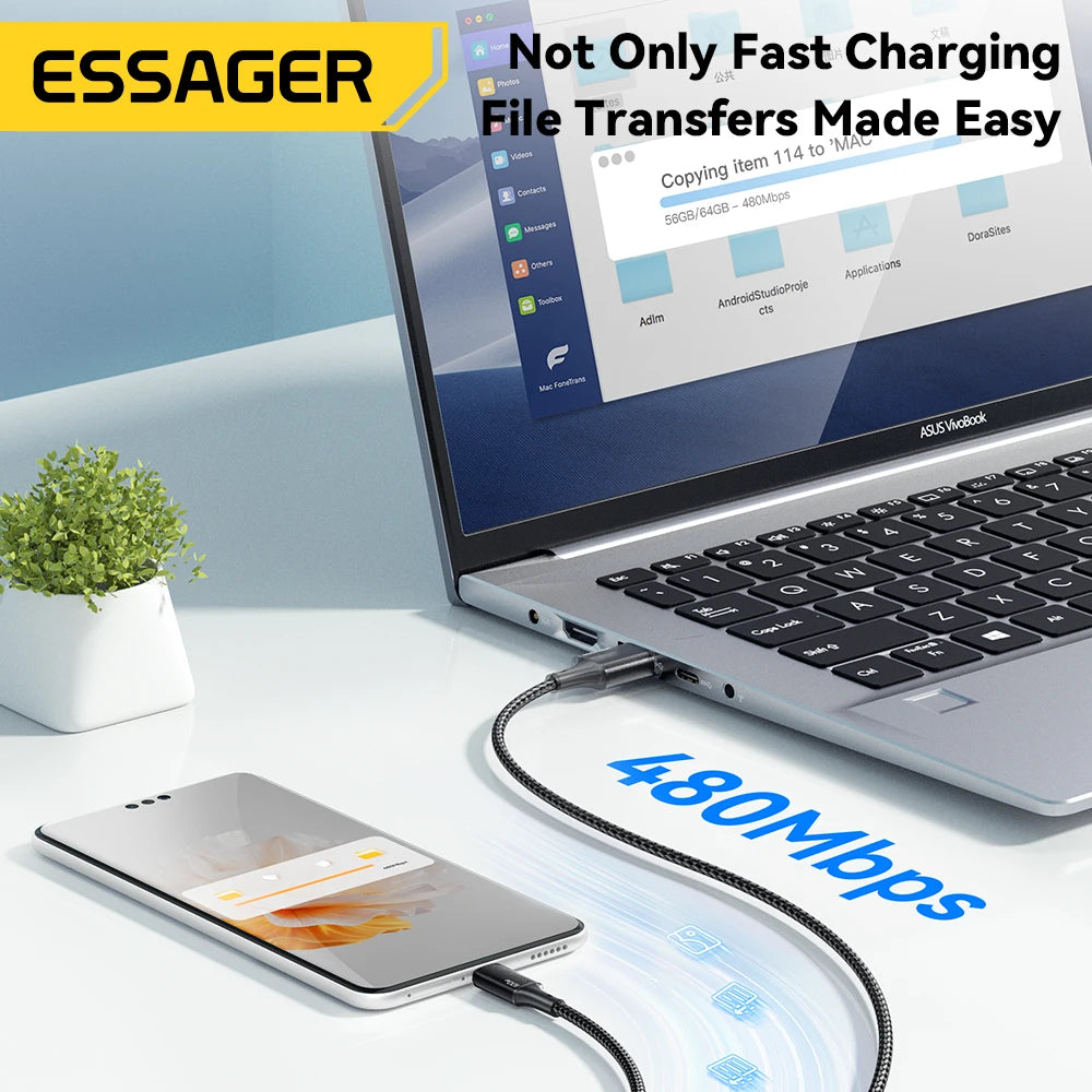 Essager 3-in-1 USB-C 100W Fast Charging Cable – 1.2m USB Charging Cable SPOT