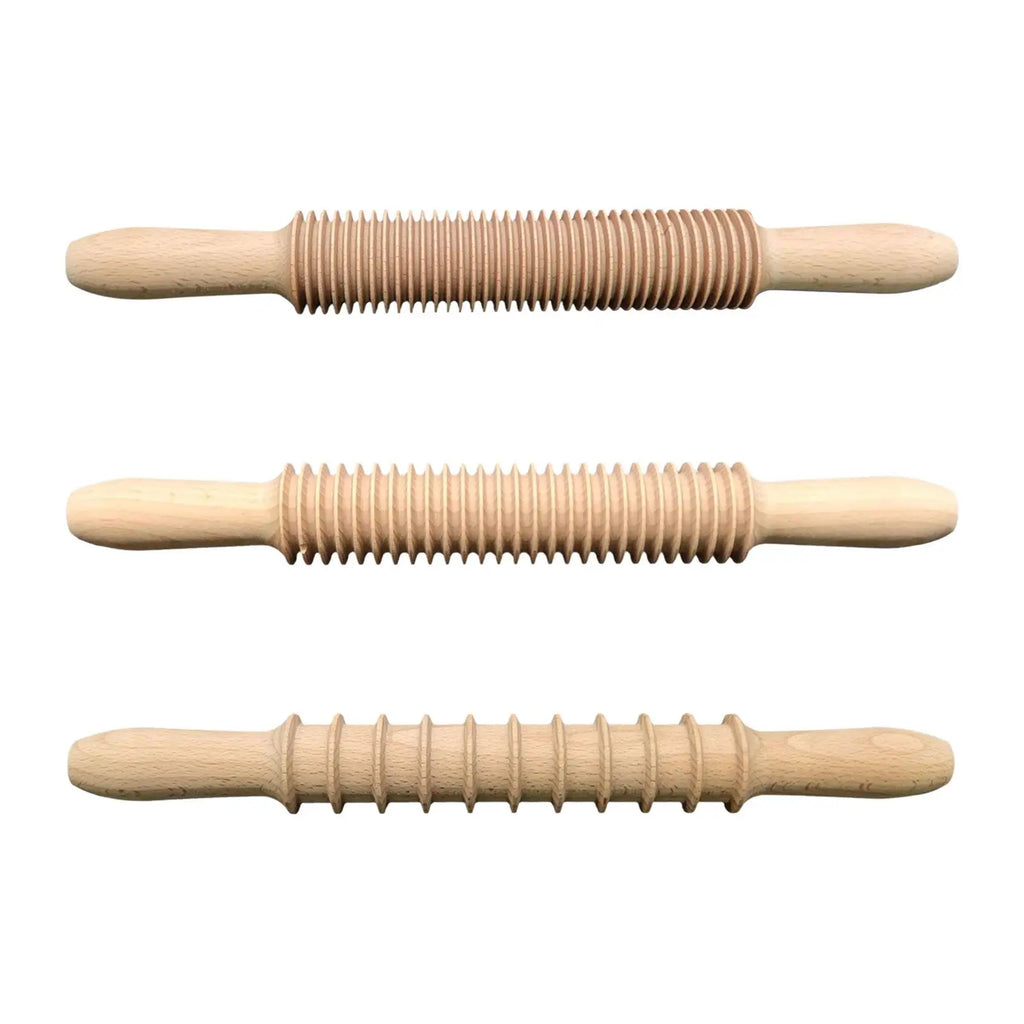 Wooden Threaded Rolling Pin – Pastry, Noodle & Dough Roller Wooden Rolling Pin SPOT