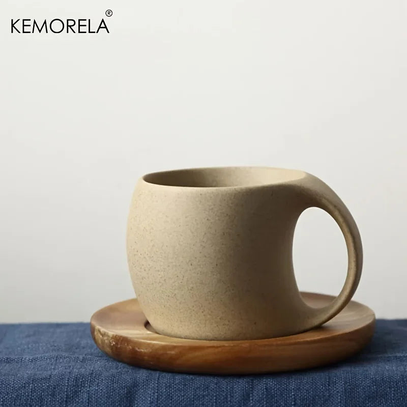 KEMORELA 220ml Ceramic Coffee Cup & Saucer Set | Elegant Mug Ceramic Coffee Mug SPOT 1PCS 220ml
