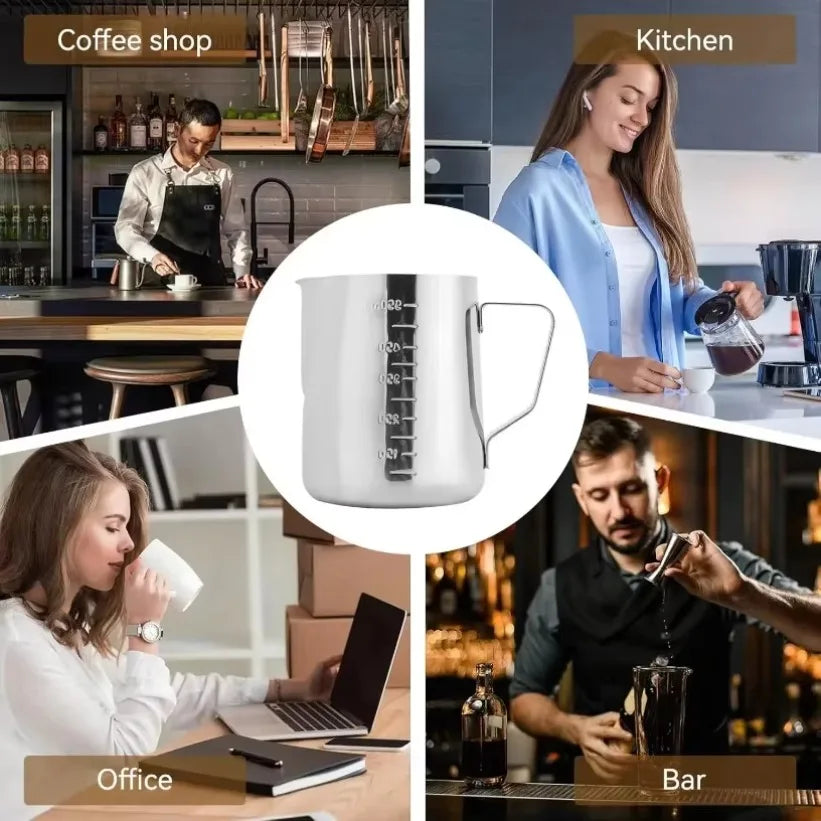 Barista Milk Frothing Pitcher 350ml – Stainless Steel Latte Jug Milk Frothing Pitcher SPOT