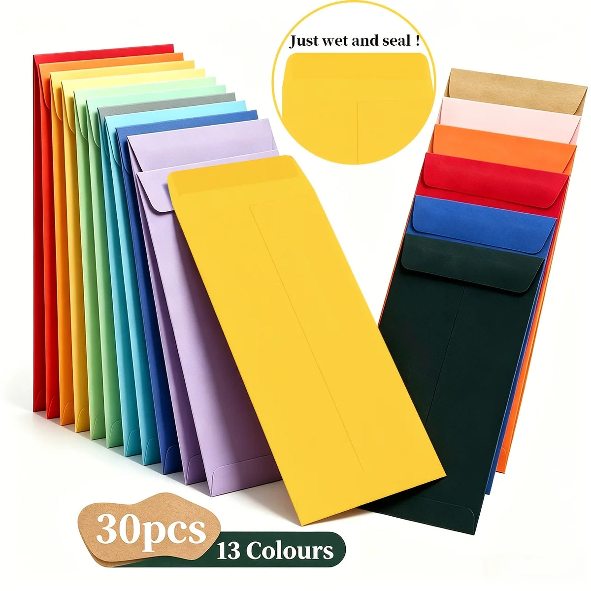 Self-Sealing Colored Cash Envelopes 30/50/65-Pack Cash Envelopes SPOT 30pcs mix color