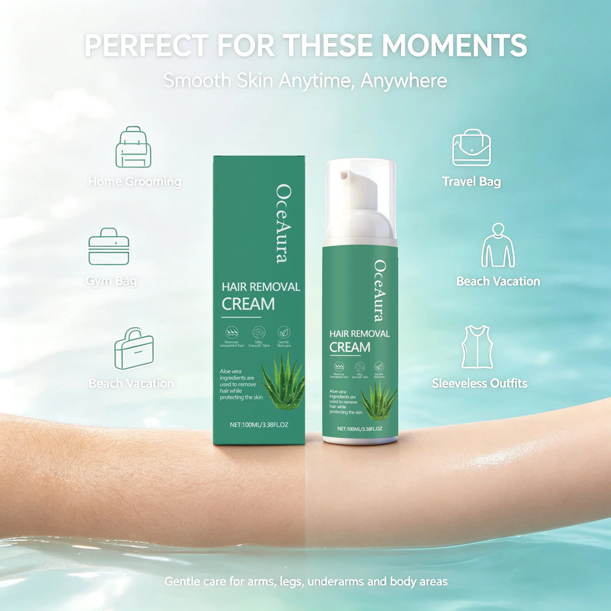 OceAura Aloe Vera Men's Hair Removal Mousse 100ml Depilatory Mousse SPOT