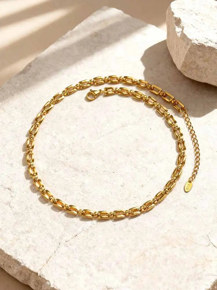 Minimalist Gold Plated Stainless Steel Chain Necklace Women Chain Link Necklace SPOT