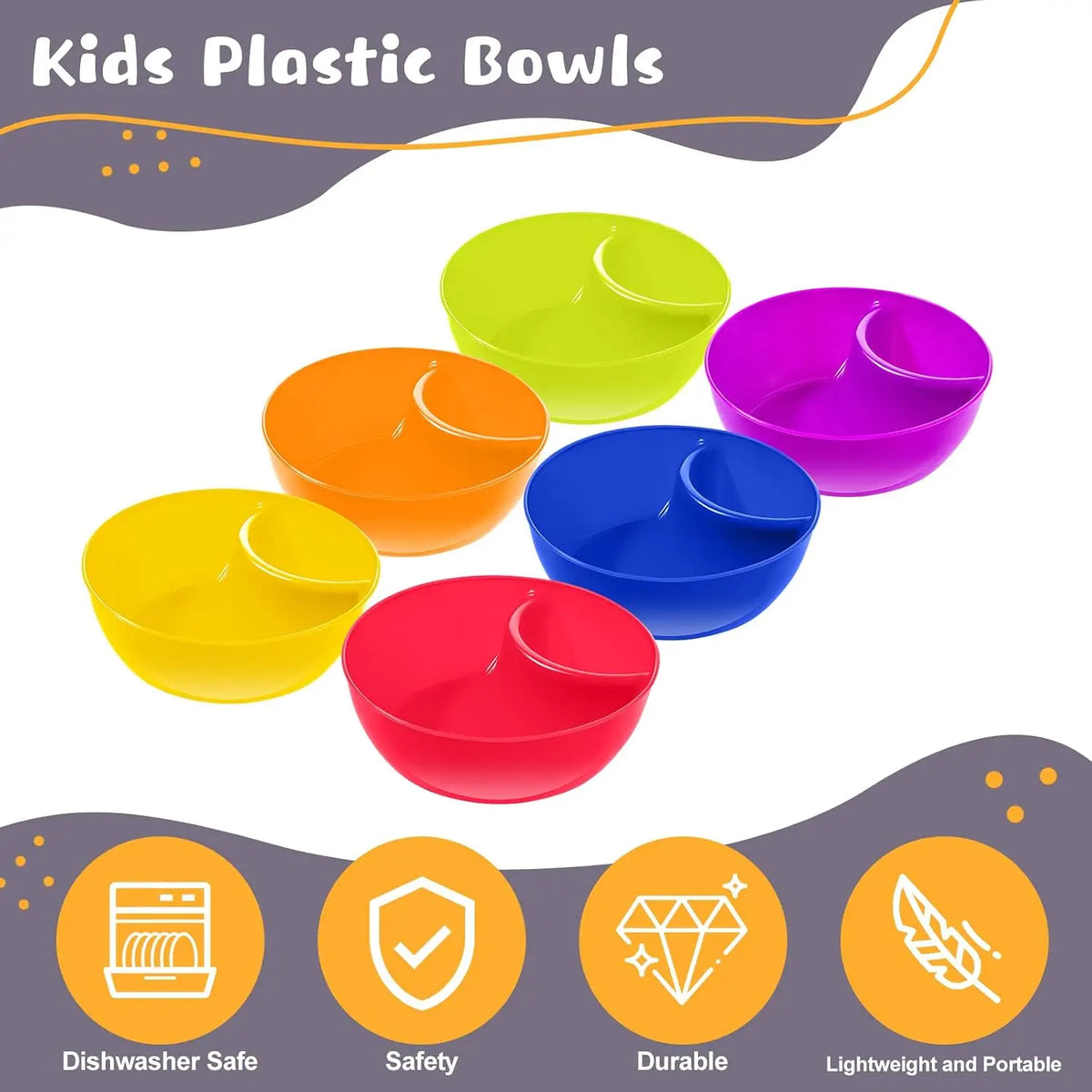 6-Piece Divided Dumpling Bowl Set with Dipping Tray | Microwave Safe Divided Serving Bowl SPOT