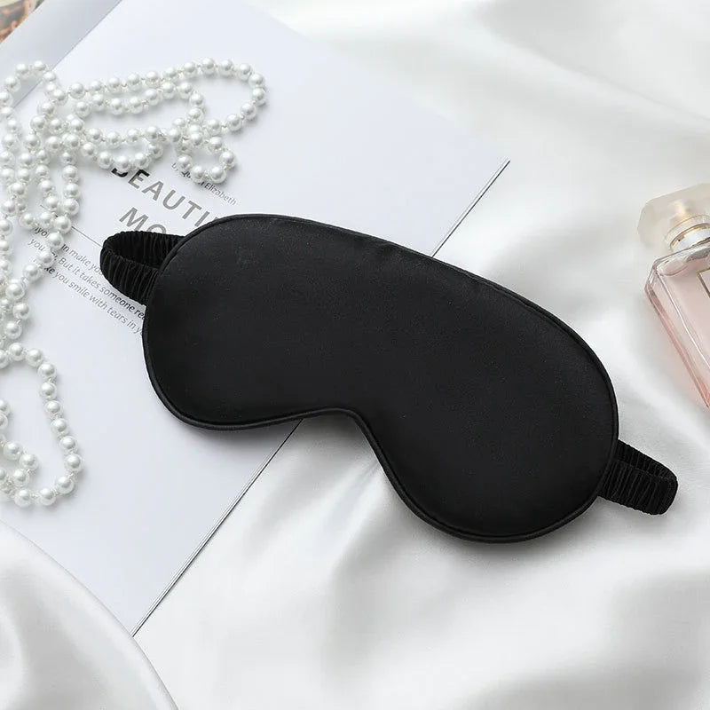 Double-Sided Silk Sleep Eye Mask – Light Blocking Travel Shade Silk Sleep Mask SPOT black