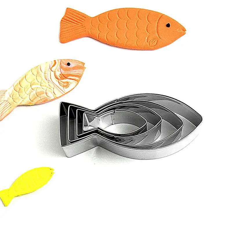 4-Pack Fish Cookie Cutters – Stainless Steel Baking Molds Cookie Cutter Set SPOT
