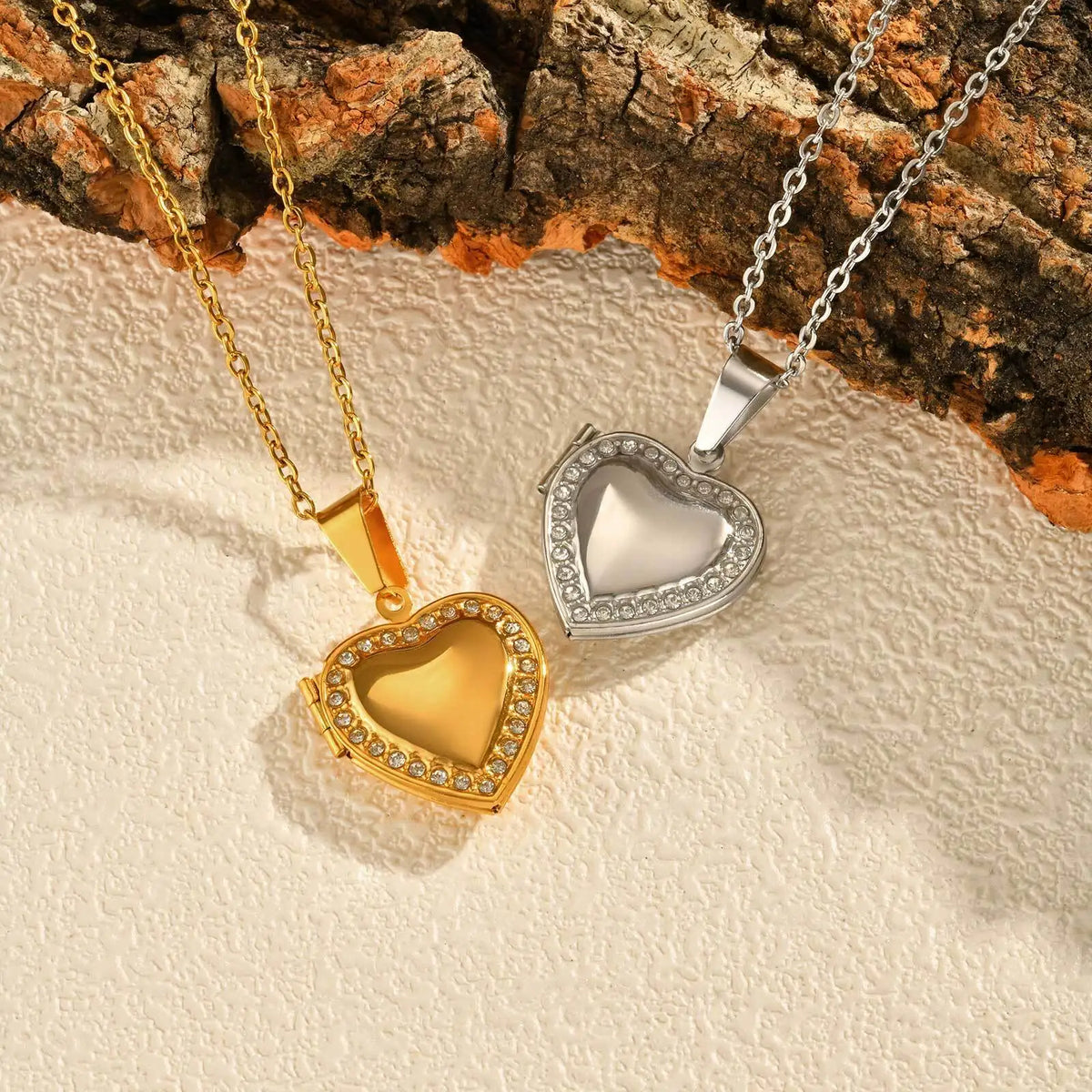 Cubic Zirconia Heart Locket Necklace – 18K Gold Plated Women Heart Locket Necklace SPOT