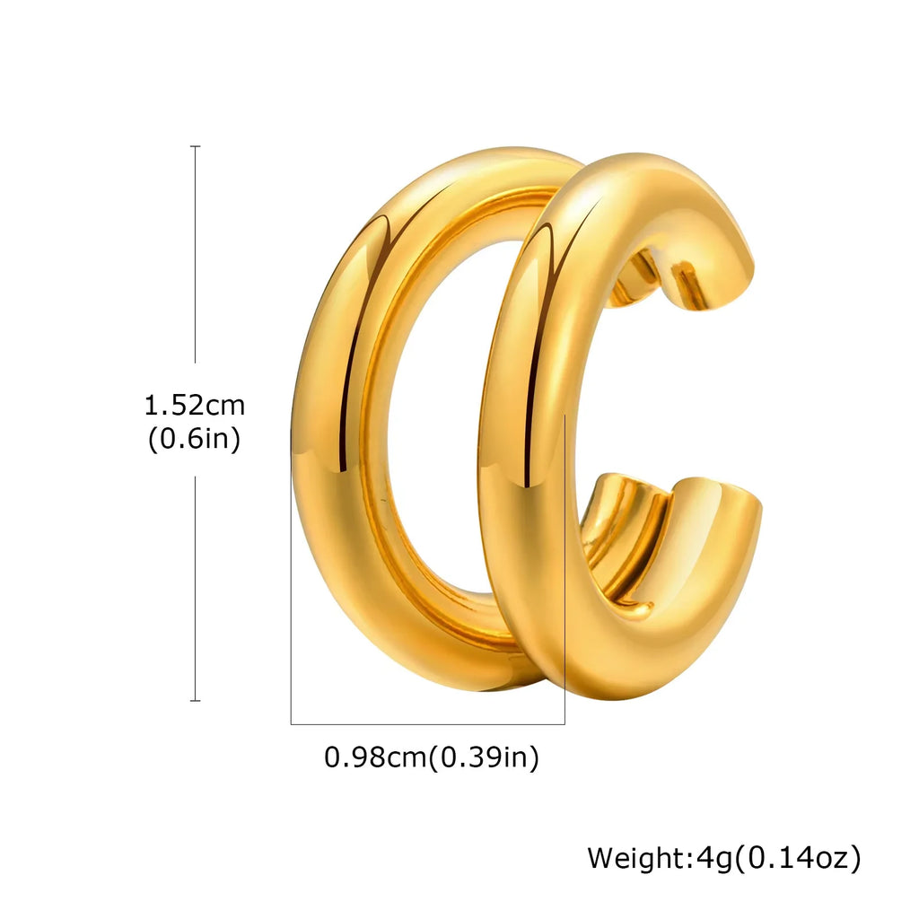 Double Layer C-Shaped Ear Cuff – No-Piercing Cartilage Clip Ear Cuff Earring SPOT EH-736G01-1