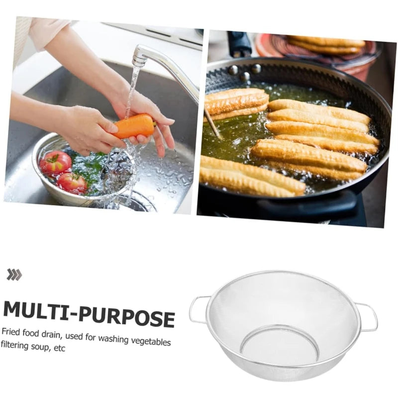 Stainless Steel Colander Mesh Basket – Double Handle, 3 Sizes Kitchen Colander Strainer SPOT