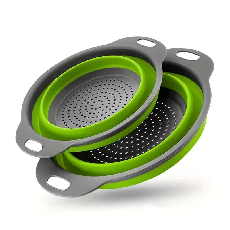 Collapsible Silicone Colander – Foldable Fruit & Veggie Strainer Silicone Colander SPOT green big