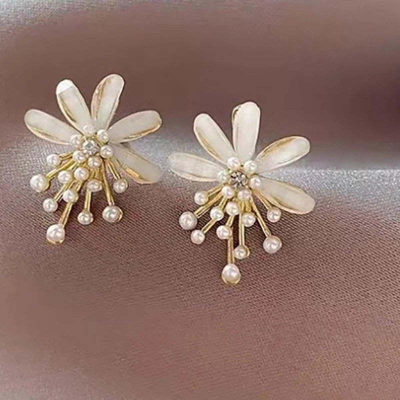 Flower Pearl Tassel Drop Earrings – Wedding & Party Jewelry Drop Earrings SPOT