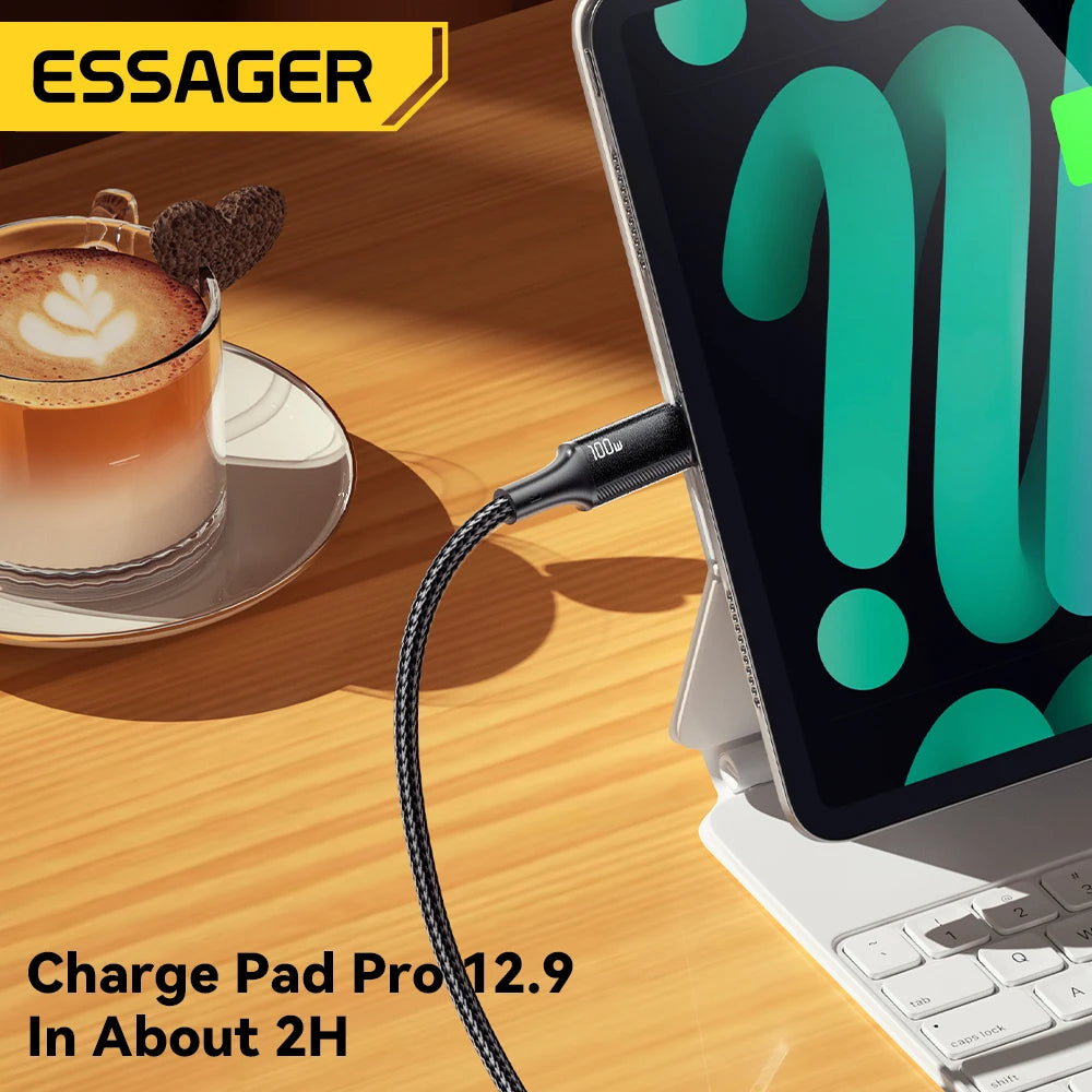 Essager 100W USB-C to USB-C Fast Charging Braided Cable USB-C Charging Cable SPOT
