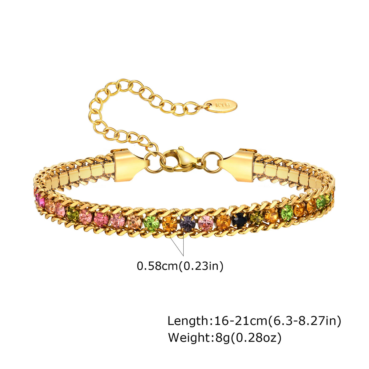 Women's CZ Tennis Bracelet – Gold Stainless Steel Adjustable CZ Tennis Bracelet SPOT BR-1534GH