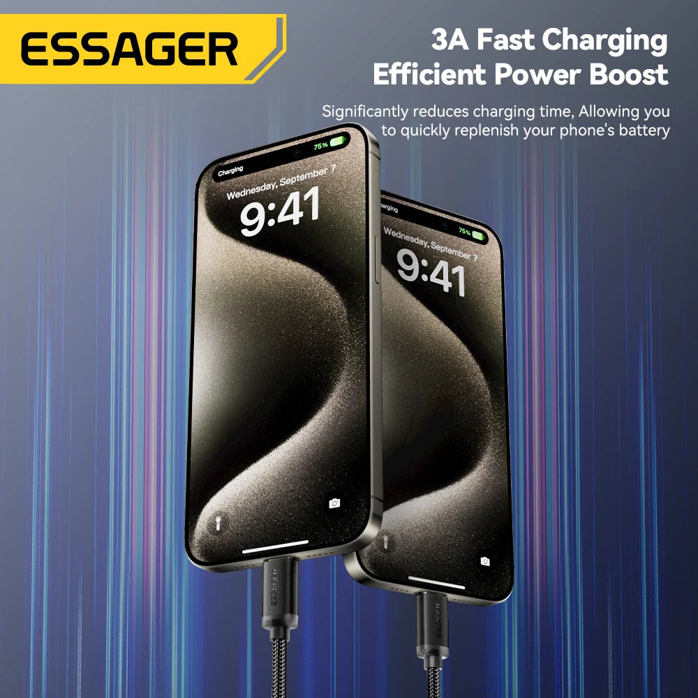 Essager 3A USB-A to USB-C Fast Charging Braided Cable USB Charging Cable SPOT