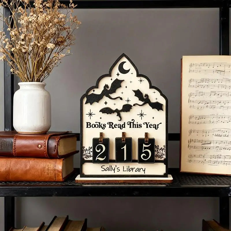 Wooden Reading Challenge Tracker – Annual Book Counter Reading Tracker Decor SPOT A1