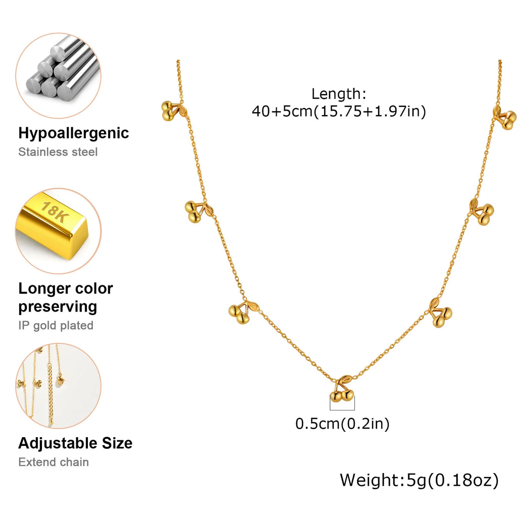 Cherry Pendant Necklace – 18K Gold Plated, Waterproof Gift Pendant Necklace SPOT