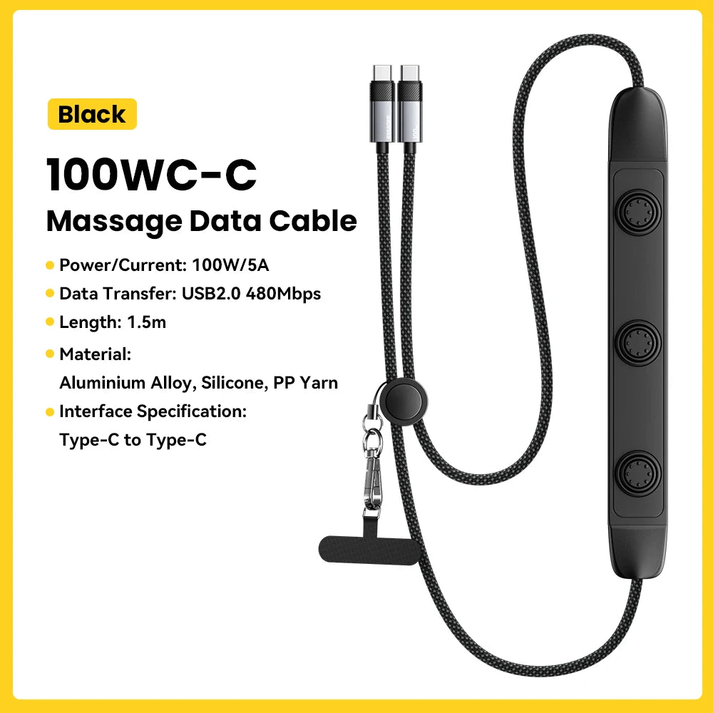 Essager USB-C Cable PD 100W Fast Charging & Data Sync Braided USB-C Charging Cable SPOT black 1.5m