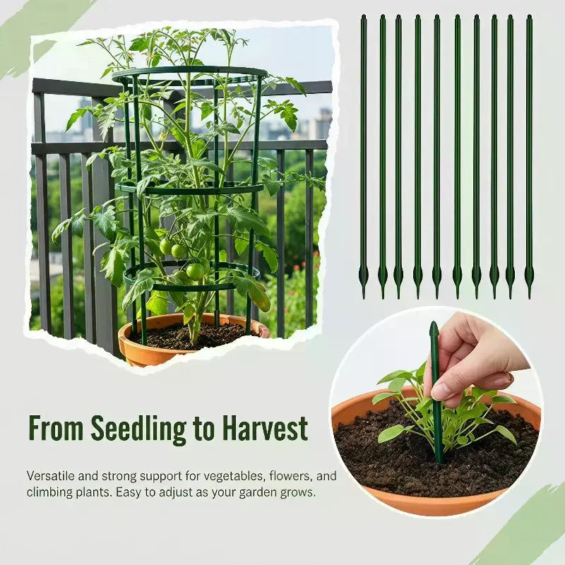 Modular Plastic Plant Support Rings & Garden Stakes – Reusable Plant Support Stakes SPOT