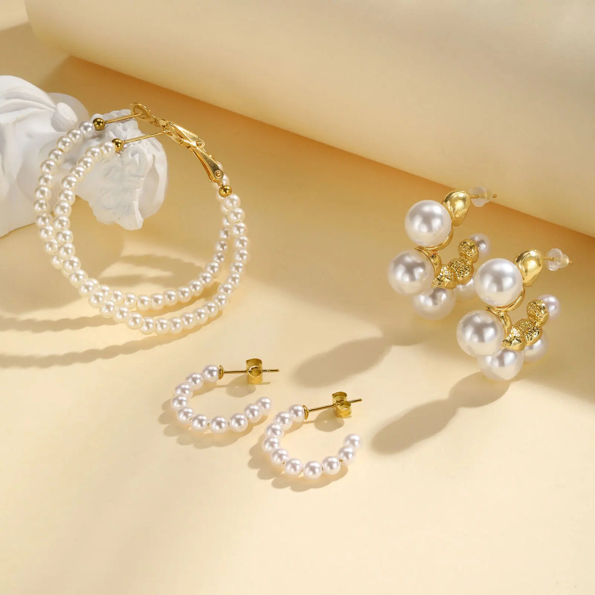 Vintage Pearl Hoop Earrings – Hypoallergenic Stainless Steel Pearl Hoop Earrings SPOT