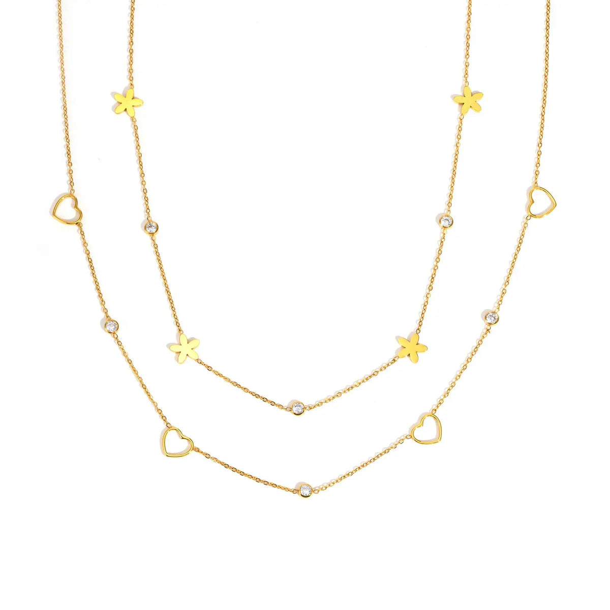 Meaeguet Zirconia Heart Flower Choker Necklace | Gold Chain Choker Necklace SPOT