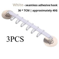 6-Row Corner Suction Cup Hook – No-Drill Bathroom Organizer Suction Cup Hook SPOT 3pcs White