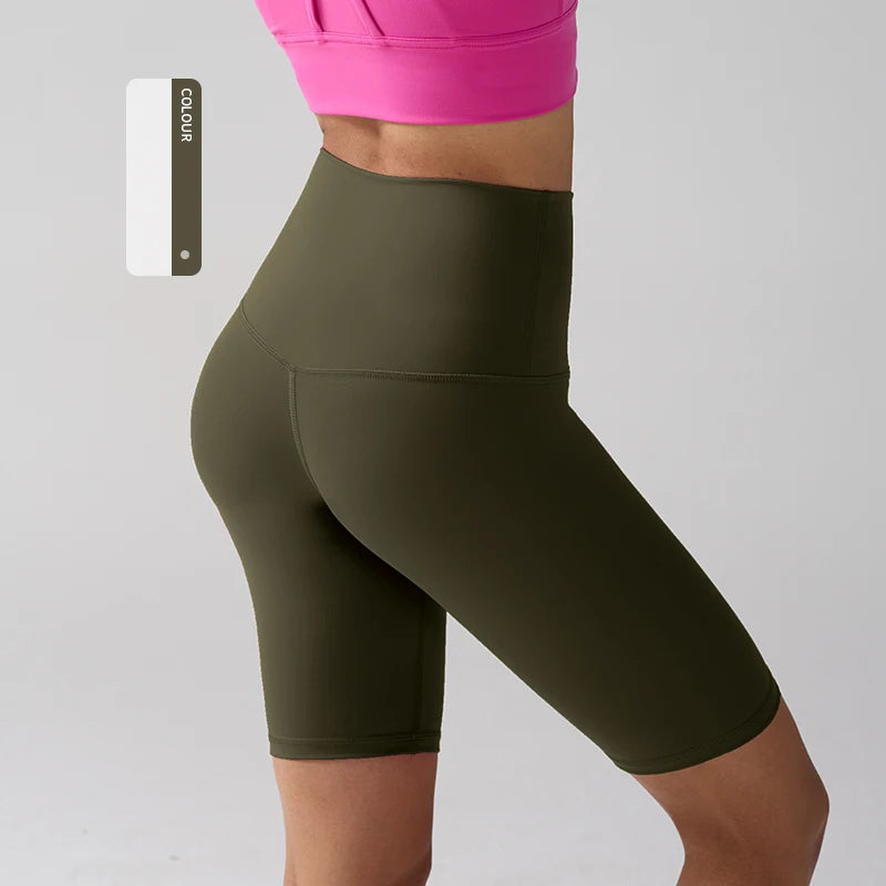 Women's High-Waist Yoga Shorts – Quick-Dry Squat-Proof Yoga Shorts SPOT Army Green XL