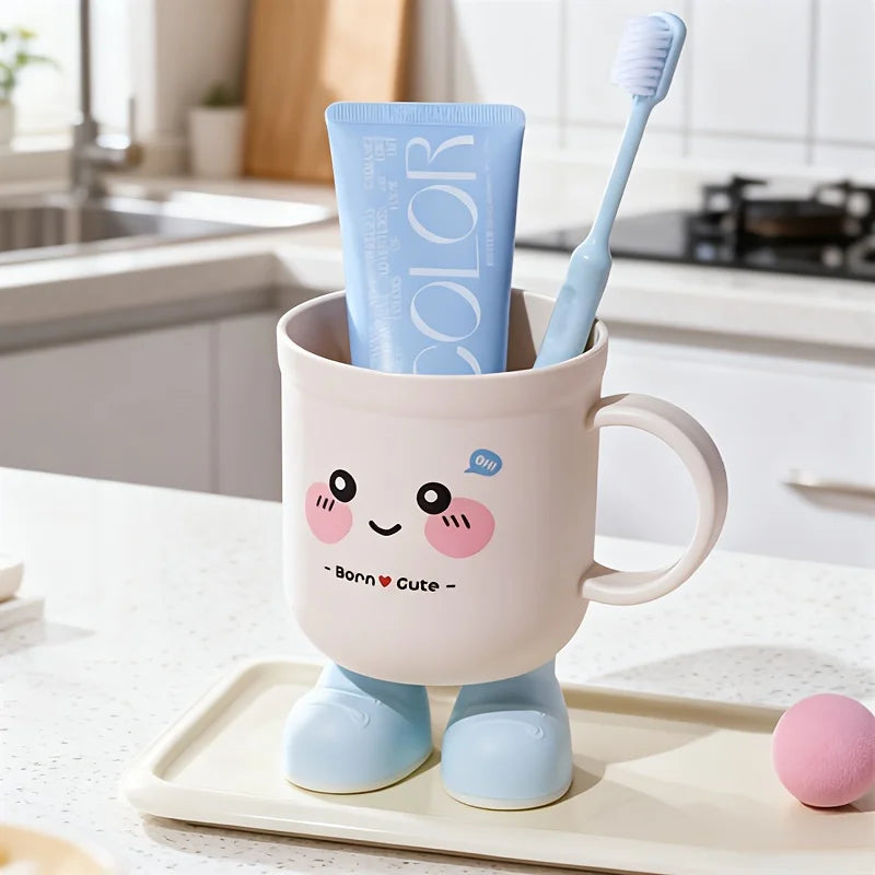 Cute Cartoon Big-Eyed Mouthwash & Toothbrushing Cup Bathroom Rinse Cup SPOT Blue