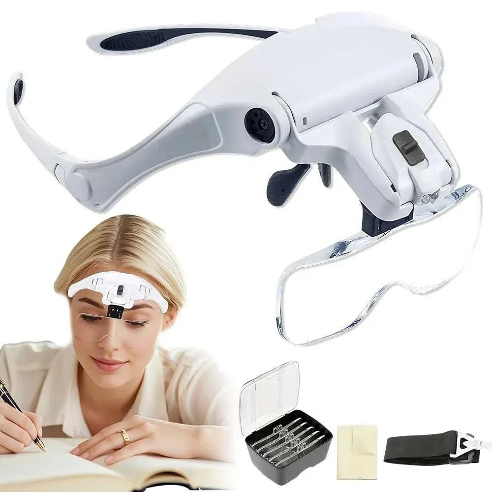 Head Magnifier 1X–3.5X with LED Light & 5 Lenses | Hands-Free Head Magnifier SPOT