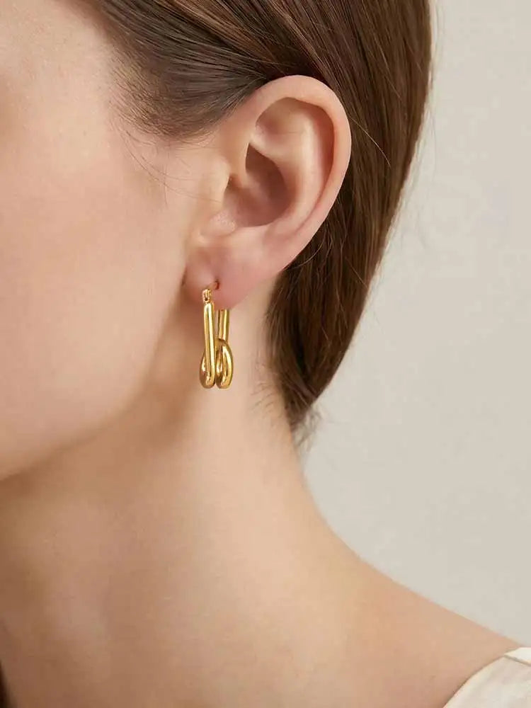Double Row Paperclip Hoop Earrings – 18K Gold Plated Steel Hoop Earrings SPOT