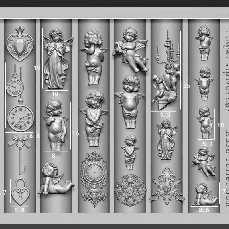 3D Silicone Nail Mold – Angel, Clock & Heart DIY Nail Art Nail Art Mold SPOT