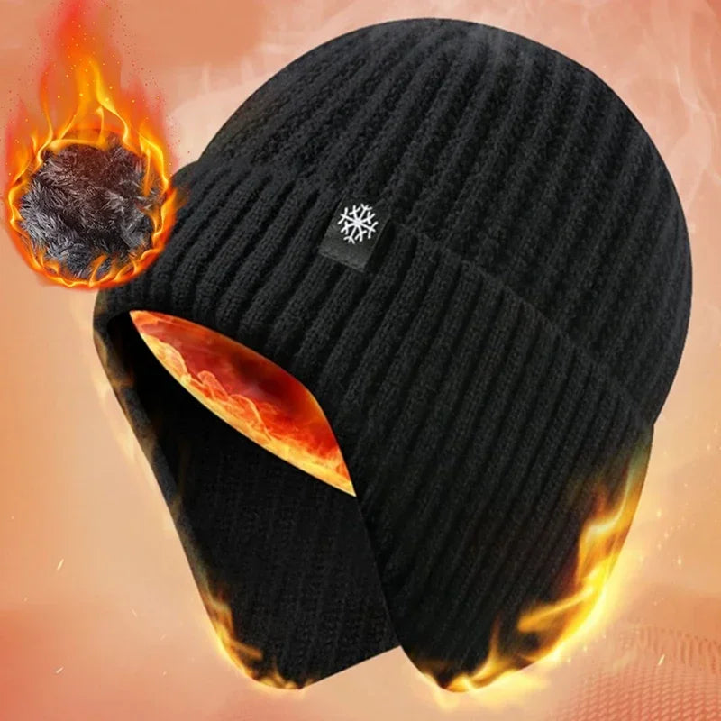 Winter Knitted Hat Velvet Ear Cover – Unisex Cold Weather Cap Winter Knitted Hat SPOT