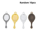 10-Pack Vintage Alloy Mini Mirror Charms – Antique Engraved DIY DIY Jewelry Charms SPOT A1
