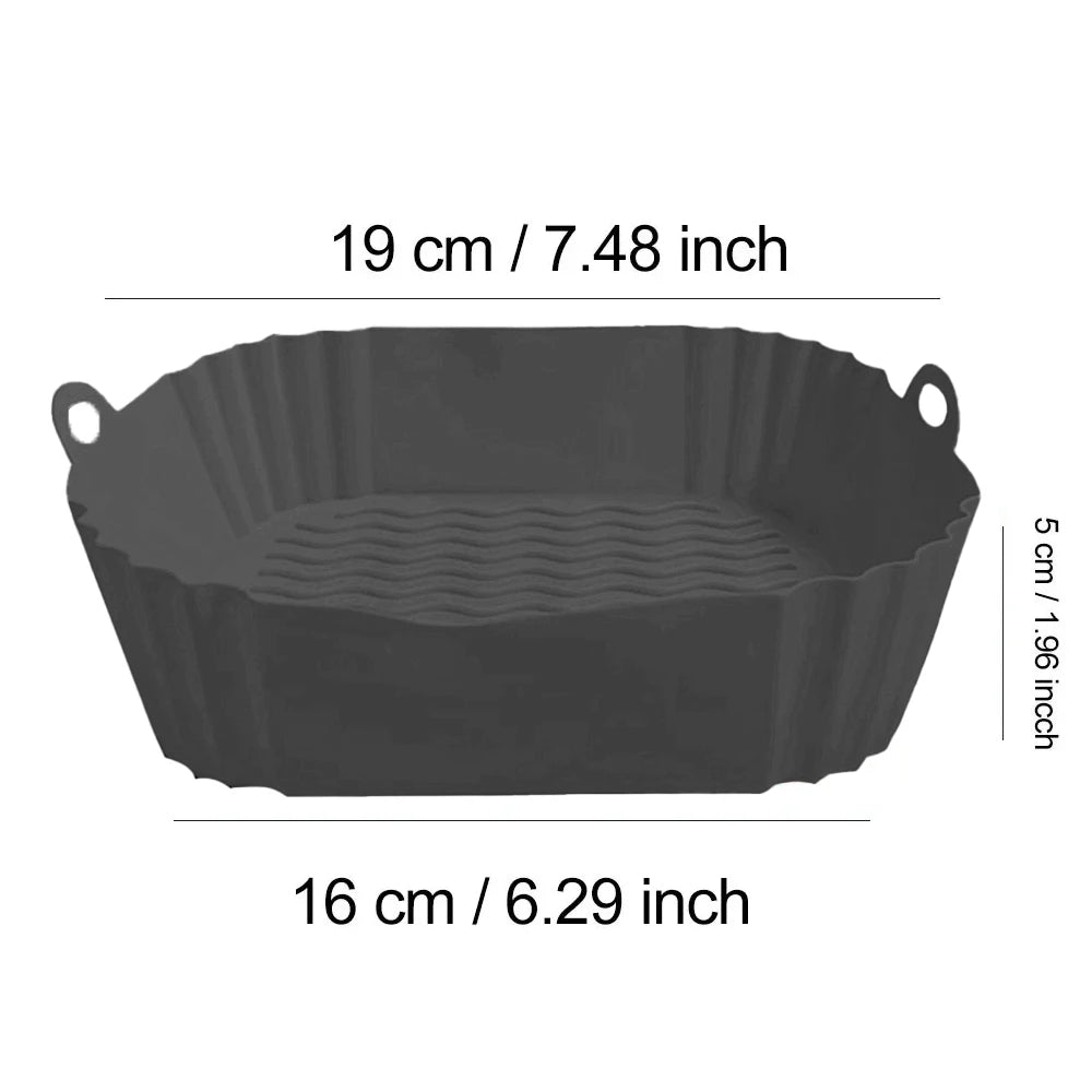 Silicone Air Fryer Basket Pot – Reusable Non-Stick Food-Safe Silicone Baking Basket SPOT 1pc 19cm black
