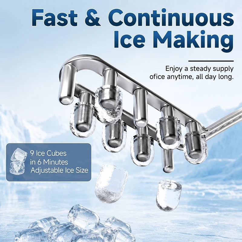 Touch Control Countertop Ice Maker – 9 Cubes in 6 Min Countertop Ice Maker SPOT