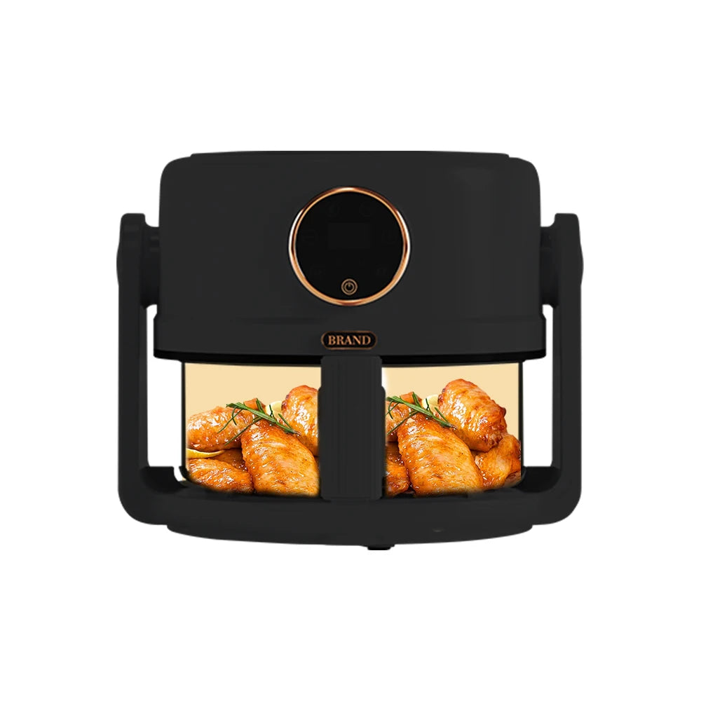 DUTRIEUX 2-in-1 Flip Air Fryer & Pan – 2L Digital Glass Lid Flip Air Fryer SPOT