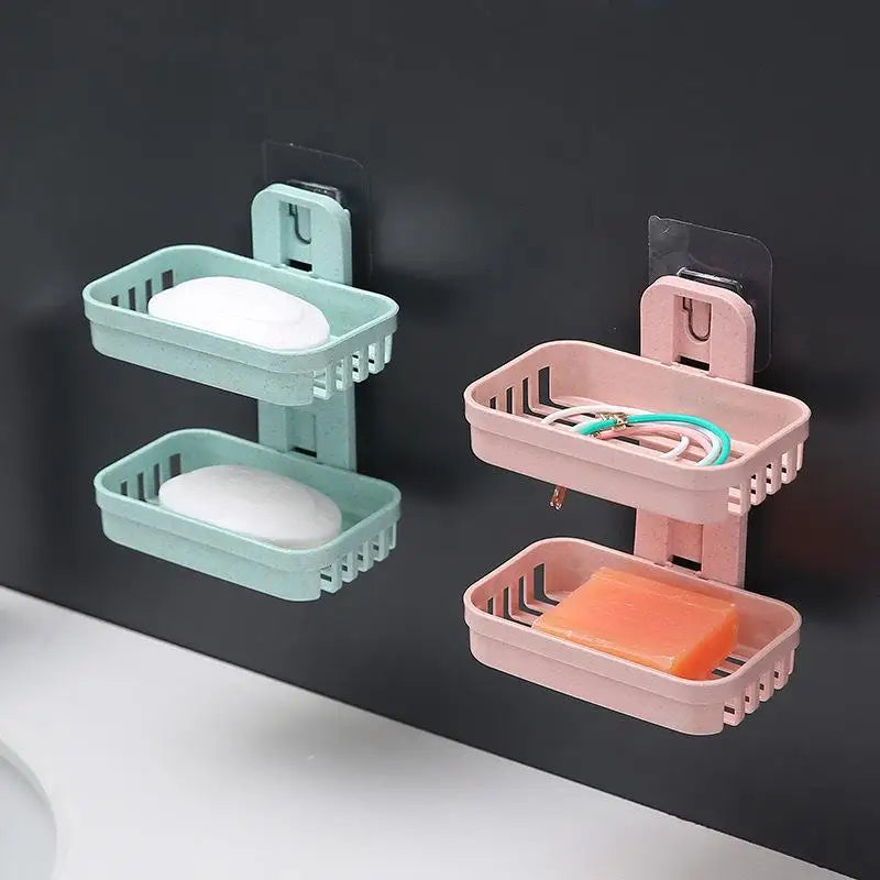 Wheat Straw Wall-Mounted Soap Dish – No-Drill Drainage Wall-Mounted Soap Dish SPOT