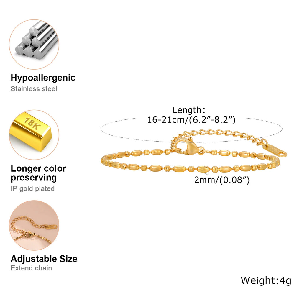 18K Gold Plated Link Bracelet – Waterproof Stackable Wristband Chain Link Bracelet SPOT BR-1961G