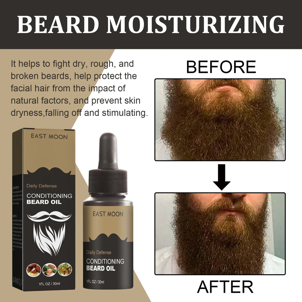 East Moon Beard Growth Oil 30ml – Natural Moisturizing Serum Beard Grooming Oil SPOT