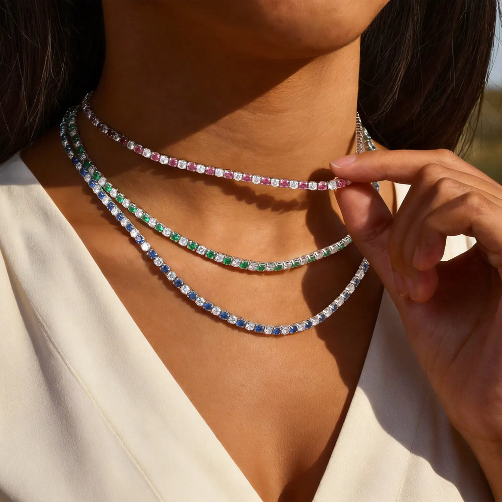 Iced Out Tennis Choker Necklace – 3mm Waterproof Chain Choker Necklace SPOT