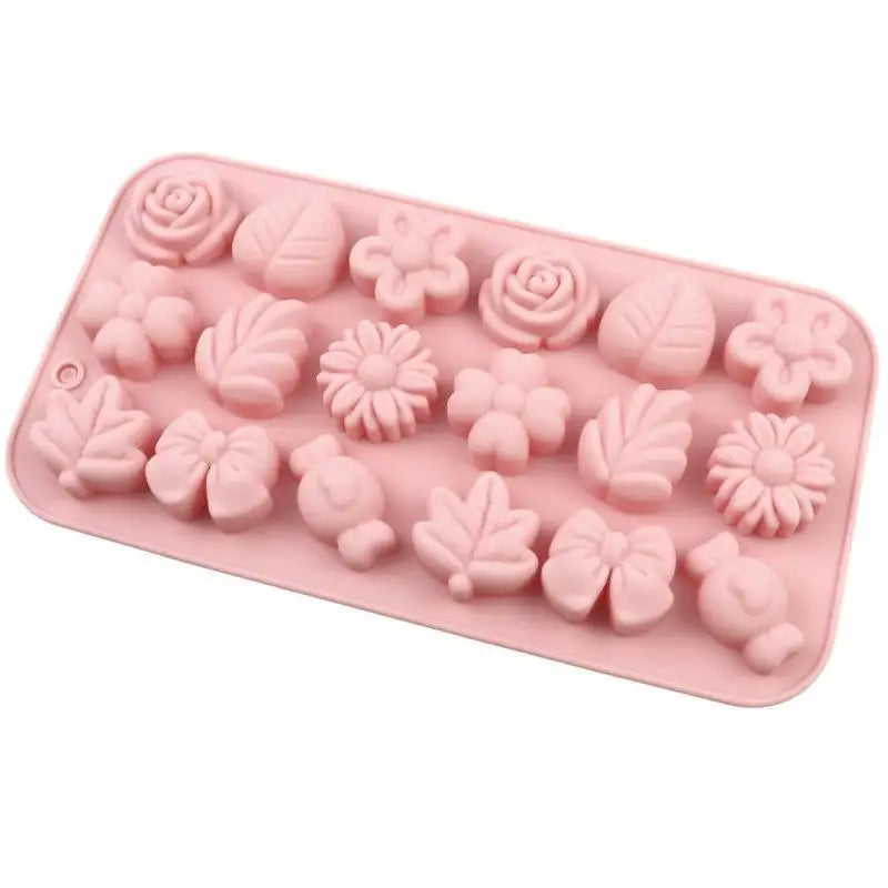 Silicone Candy Mold 18-Cavity Flower Leaf Bow – Non-Stick Silicone Baking Mold SPOT