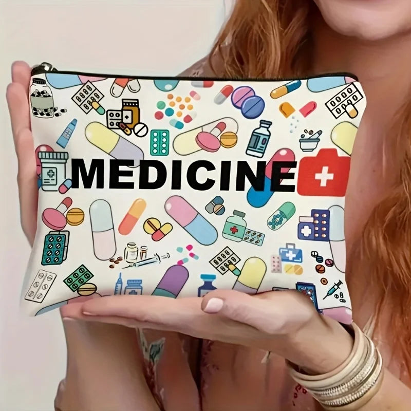Medicine-Themed Foldable Cosmetic Travel Bag | Makeup Organizer Cosmetic Travel Bag SPOT
