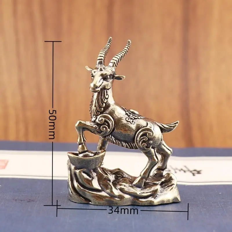 Feng Shui Zodiac Goat Statue with Lucky Coins – Desk Decor Decorative Figurine SPOT