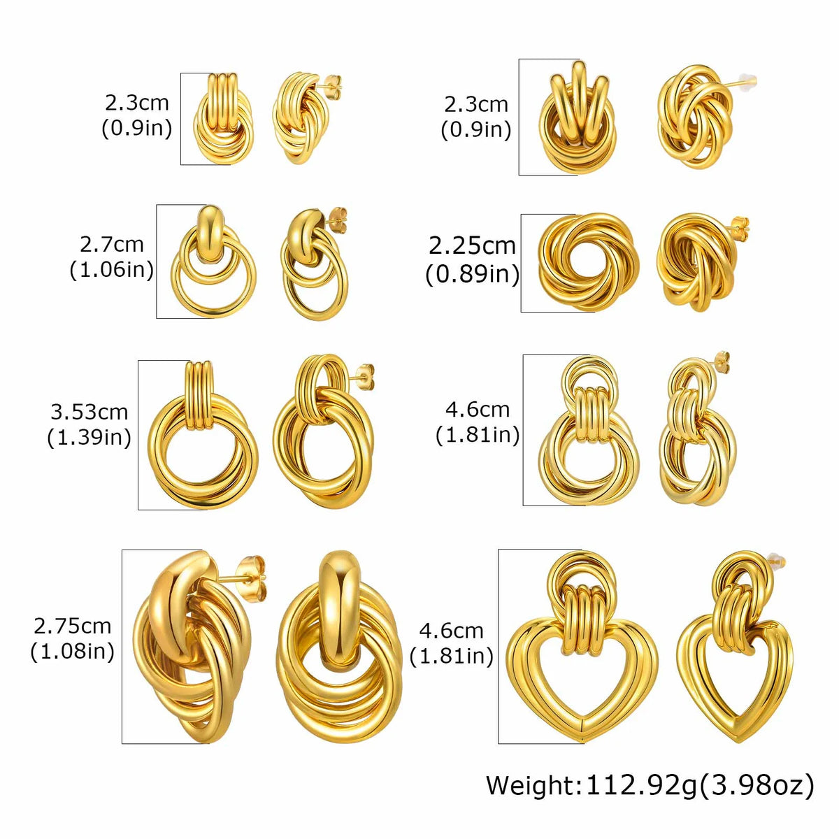 18K Gold Plated Twist Knot Stud Earrings – Geometric Stainless Steel Stud Earrings SPOT