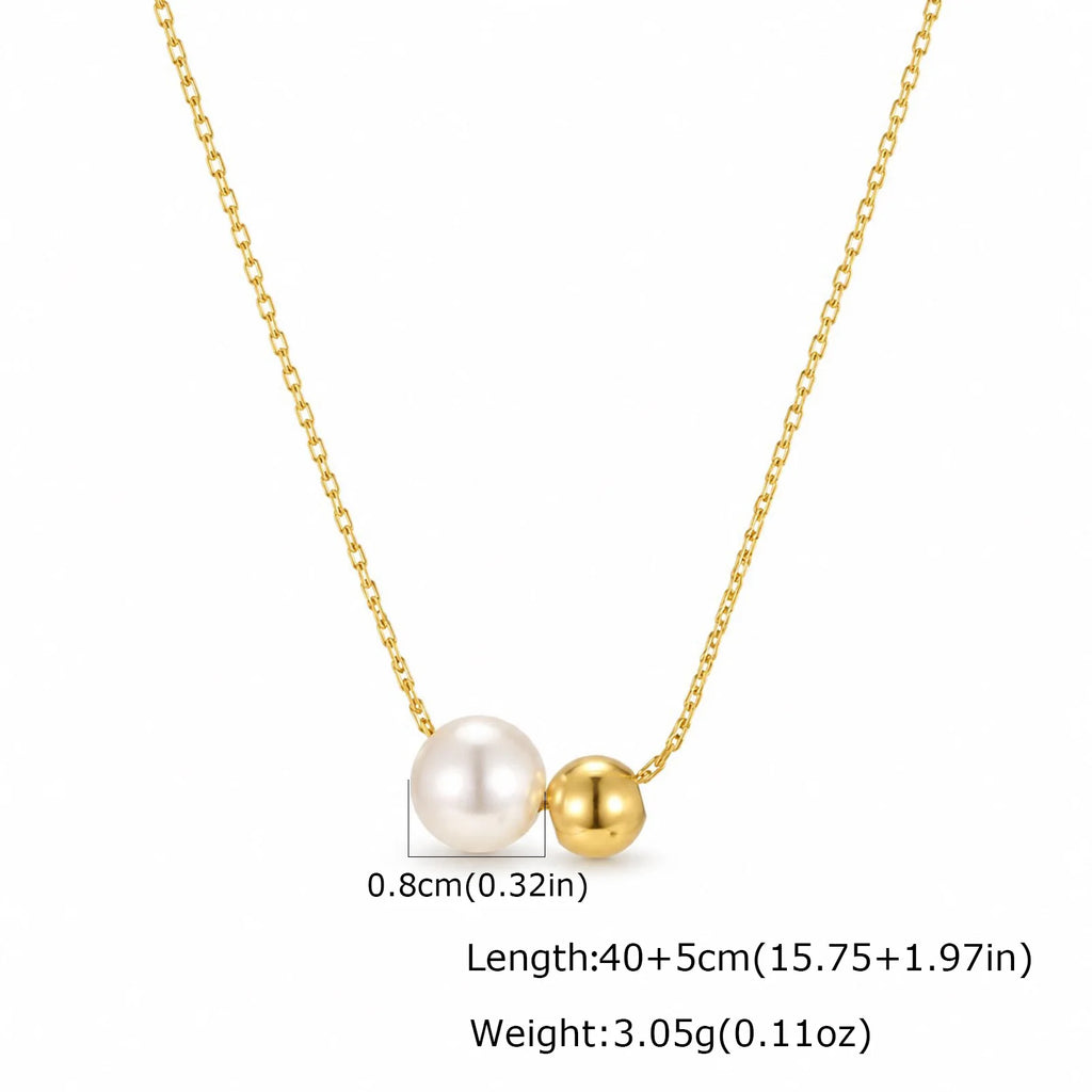Pearl Gold Ball Pendant Necklace – 18K PVD Stainless Steel Pendant Necklace SPOT