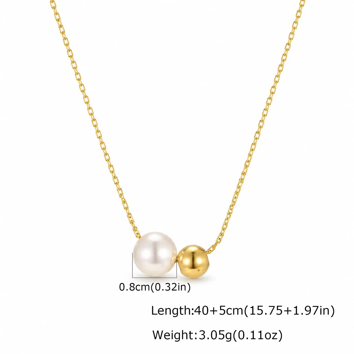 Pearl Gold Ball Pendant Necklace – 18K PVD Stainless Steel Pendant Necklace SPOT